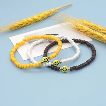 GO2BOHO 6 мм Акриловый браслет с желтой улыбкой, модные Ювелирные изделия, браслеты из бисера Bohemia CN 6/O