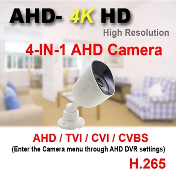 JIENUO 4K AHD Камера видеонаблюдения CCTV Наружная водонепроницаемая инфракрасная камера ночного видения 8m Белая домашняя видеокамера Hd TVI CVI 1