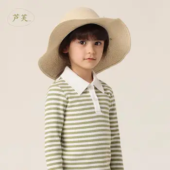 Весенне-осенние футболки MARC & JANIE для девочек, футболки с длинными рукавами и воротником-ПОЛО в полоску, детская одежда 230338 Французской серии