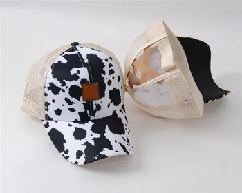Шляпа с конским хвостом с коровьим принтом, бейсболка с логотипом Carhart из кожи пони, блестящая шляпа дальнобойщика с леопардовым принтом и подсолнухом. 2