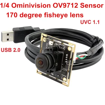 Рыбий Глаз H.264 30 кадров в секунду 1280x720 usb модуль камеры cmos Ominivision OV9712 mini 38*38 мм модуль камеры для Windows Linux Mac Android