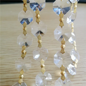 14-миллиметровая бриллиантовая гирлянда из кристаллов K9, восьмиугольные бусины для занавесок с золотой пряжкой, подвесное освещение для украшения дома своими руками