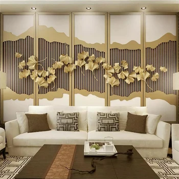 wellyu Пользовательские обои 3d фотообои новые китайские золотые листья гинкго линия ТВ фоновые обои papel de parede 3d фрески