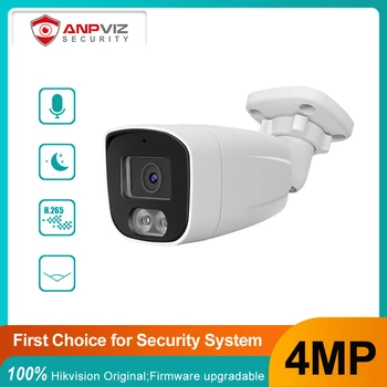 Anpviz 4MP PoE IP/Сетевая мини-камера-пуля Наружная камера безопасности Встроенный микрофон Аудио ИК 30 м IP66