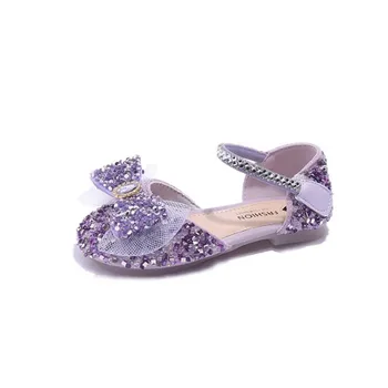 Свадебная кожаная обувь для девочек, детские лоферы с бантиком-бабочкой, детские сандалии с блестками