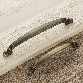 Выдвижные ящики для шкафа Винтажная кухонная мебельная фурнитура Антикварные дверные ручки из металла