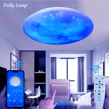 Светодиодные Потолочные Светильники Moon Lamp Smart Habitacion Room Светильник Plafonnier Спальня Lampy Sufitowe Лампы для Гостиной 0