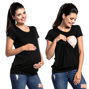 Топ для Кормления с коротким рукавом, Топы для беременных, Удобная Футболка для Грудного Вскармливания, Повседневная Одежда Для Беременных Женщин
