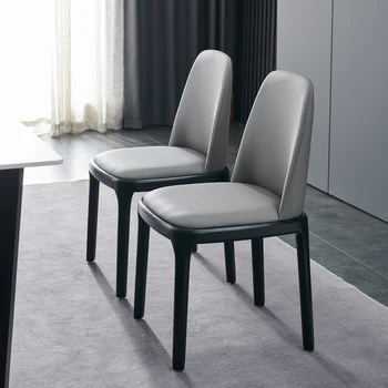 Обеденный стул из массива дерева в скандинавском стиле, современный простой модный креативный домашний ресторан, роскошное кожаное кресло