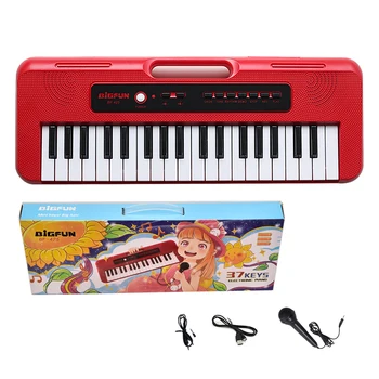 Детская Мини-Музыкальная Клавиатура Профессиональное Электронное Детское Пианино с Микрофоном Синтезатор для Детей 37 Клавиш Музыкальная Игрушка
