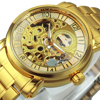 Мужские Часы WINNER Royal Golden Skeleton Автоматические Механические Часы Мужские Роскошные Классические Наручные Часы С ремешком Из Нержавеющей Стали часы
