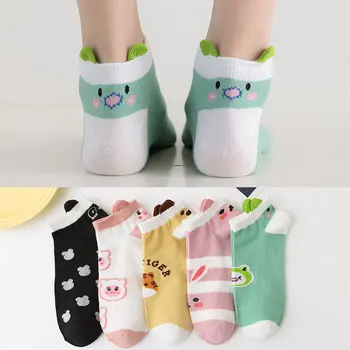 5 Пар Женских Весенне-летних носков с милыми героями мультфильмов, женские хлопковые носки с животными Harajuku Kawaii, короткие Носки для женщин
