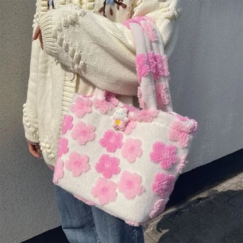 Пухлые цветочные сумки квадратной формы Loli с графикой для покупок, сумки для ланча Harajuku Girls Lolita Cute Kawayi