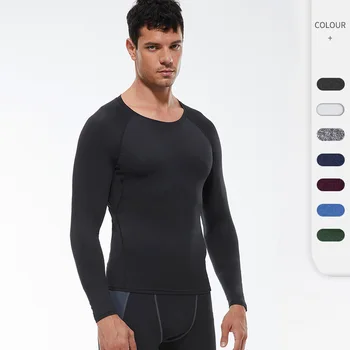 Мужская быстросохнущая одежда для фитнеса с длинным рукавом, эластичная облегающая спортивная одежда для бега, Дышащая мужская футболка для бодибилдинга