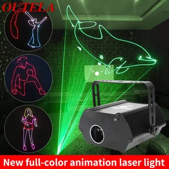 Мини-анимационная лазерная лампа OUTELA, светодиодный фонарик, голосовое управление сценической лампой, пульт дистанционного управления для KTV Bar