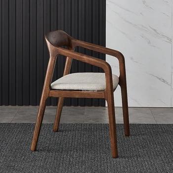 Обеденные стулья из массива дерева в скандинавском стиле, Простая Современная Кухонная мебель, Обеденный стул со спинкой для дома, Дизайнерский диван-кресло для китайского отеля