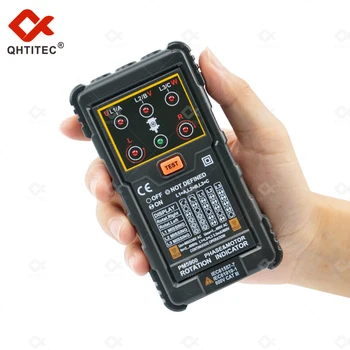 QHTITEC Digital 3 Phase Rotation Tester 120V ~ 400V ACPhase Indicator Детектор, Измеритель последовательности фаз, Тестер напряжения PM5900