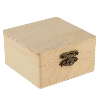 Незаконченная квадратная деревянная коробка Подарочная шкатулка для детских игрушек и поделок