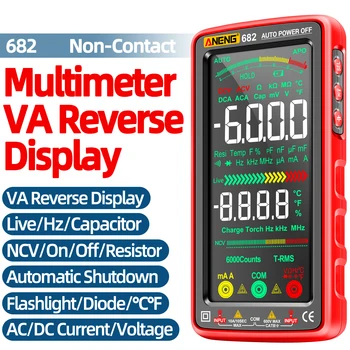 Умный мультиметр ANENG 682 с большим цветным экраном, амперметр переменного/постоянного тока, Тестер напряжения, Перезаряжаемый Ом, Диодный тестер, Инструменты для электрика 4