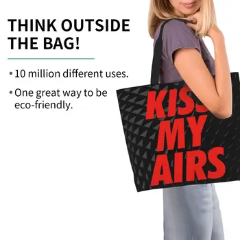Холщовая сумка для покупок Kiss My Airs, изготовленная на заказ, женские прочные сумки-тоут для покупок продуктов большой емкости 1