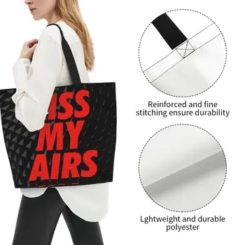 Холщовая сумка для покупок Kiss My Airs, изготовленная на заказ, женские прочные сумки-тоут для покупок продуктов большой емкости 2