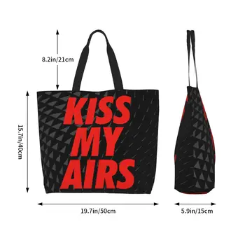Холщовая сумка для покупок Kiss My Airs, изготовленная на заказ, женские прочные сумки-тоут для покупок продуктов большой емкости 4