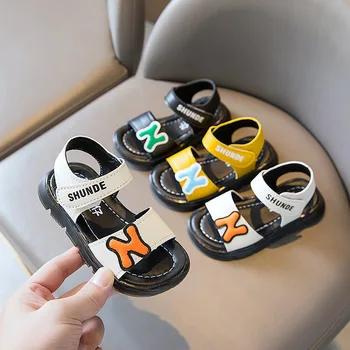Новый стиль 2023, Летние детские сандалии, дышащие Сандалии для мальчиков, Мягкая Удобная детская обувь, Уличные пляжные легкие тапочки