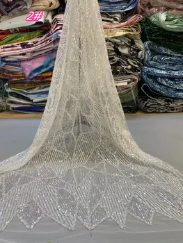 Французский тюль, кружево, расшитая блестками ткань из бисера, европейская и американская мода, серия тканей для свадебных платьев, 5 ярдов