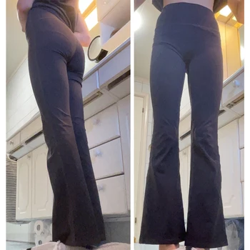  Элегантные расклешенные брюки для йоги, Женские Леггинсы с высокой талией, Быстросохнущие Тонкие брюки для спортивных танцев в тренажерном зале, Дышащие брюки для бега и фитнеса 1