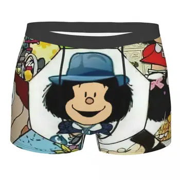 Мужское нижнее белье Mafalda в клетку с аниме, трусы-боксеры с юмором, Шорты, трусики, мужские Дышащие трусы Большого размера
