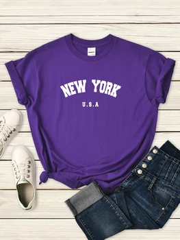 Нью-Йорк, США, Женские футболки, уличный хип-хоп, Мягкие футболки, Летняя дышащая футболка, Удобная уличная женская одежда с коротким рукавом
