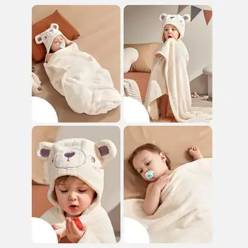 Полезный детский халат, хлопковое детское банное полотенце многоразового использования, согревающее Детское банное полотенце с мультяшными животными, одеяло