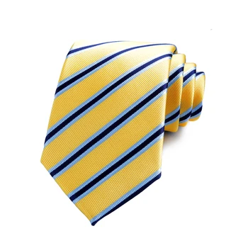 Элегантный Мужской галстук длиной 8 см, галстуки в желтую полоску Для мужской рубашки, галстуки из полиэстера и жаккарда, аксессуары для деловых вечеринок