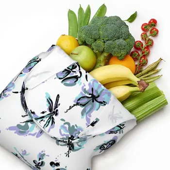 Сумки для покупок с цветочным рисунком Многоразовые Продуктовые Складные сумки Моющиеся Для мужчин, женщин Рынок, обед, путешествия 4