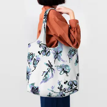 Сумки для покупок с цветочным рисунком Многоразовые Продуктовые Складные сумки Моющиеся Для мужчин, женщин Рынок, обед, путешествия 5