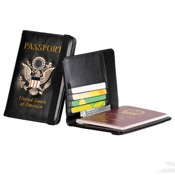 Обложка для паспорта, чехол-бумажник для женщин, мужчин, кожаные дорожные кошельки с RFID-блокировкой, аксессуары для путешествий 0