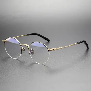 Очки для близорукости мужские S-185T ретро круглые очки из чистого титана для девочек в оправе для очков на заказ от близорукости