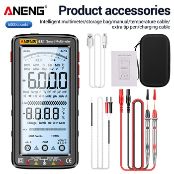 ANENG 682 Умный Мультиметр Измеритель Электрической Емкости Anti-burn 6000 Отсчетов Диодный Измеритель ЖК-Экран Тестер Инструменты для Электрики