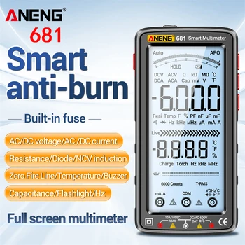ANENG 682 Умный Мультиметр Измеритель Электрической Емкости Anti-burn 6000 Отсчетов Диодный Измеритель ЖК-Экран Тестер Инструменты для Электрики 1