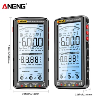 ANENG 682 Умный Мультиметр Измеритель Электрической Емкости Anti-burn 6000 Отсчетов Диодный Измеритель ЖК-Экран Тестер Инструменты для Электрики 5