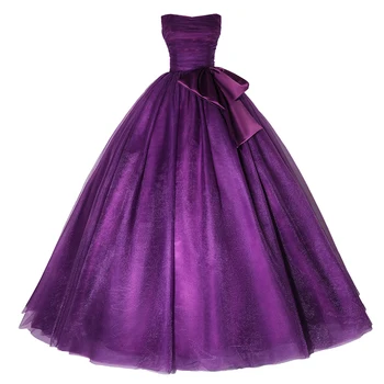 Фиолетовое Пышное платье 2023, Блестящий Тюль, Бальное платье без бретелек, Складки, Длинное вечернее платье Sweet 16 для девочек