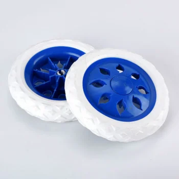 2шт колес для корзины для покупок, замена роликов для тележки диаметром 6,5 дюйма, Вспенивающаяся резина, Светло-синий Красный Синий