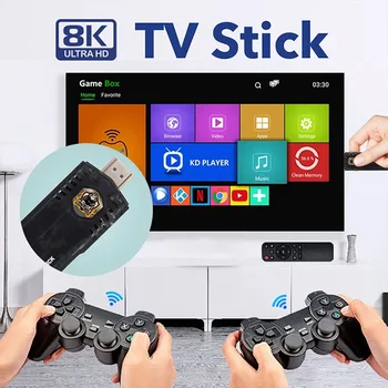 Smart TV Stick Android 11 Game Stick 4K 10000 Game X8 Оригинальная двойная система для Android TV Box с Wi-Fi Ретро видеоигра