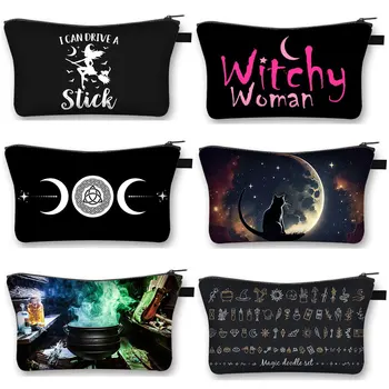 Косметичка Witchy Woman с косметичкой Moon Star, Волшебная Шляпа, Органайзер для хранения Moon Cat, Ведьмовские Косметические сумки