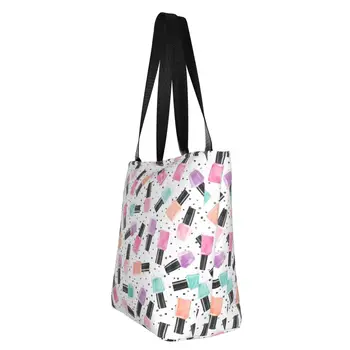 Лак для ногтей в горошек, сумки для покупок, женская сумка для маникюра, холщовая сумка для покупок в стиле поп-арт, сумки большой емкости 2