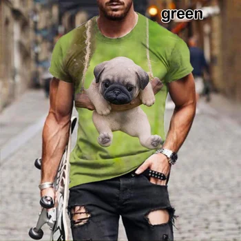 Крутая мужская футболка с 3D принтом собаки, рубашка с короткими рукавами, мужские и женские модные повседневные футболки с животными, топы