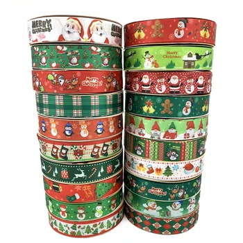 Рождественская атласная лента с теплопередачей 25 ярдов 25 мм для Рождественской подарочной упаковки в виде цветов DIY Материал