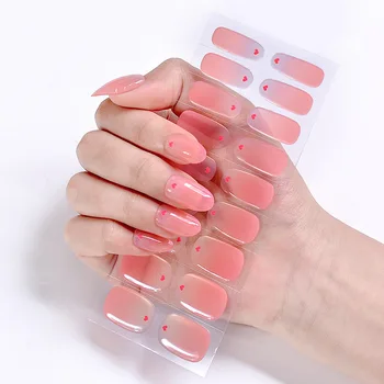 Набор полуотвержденных гелевых наклеек для ногтей Love Heart для УФ-лампы, Самоклеящиеся накладки для 3D-лака для ногтей, Летние наклейки для украшения маникюра