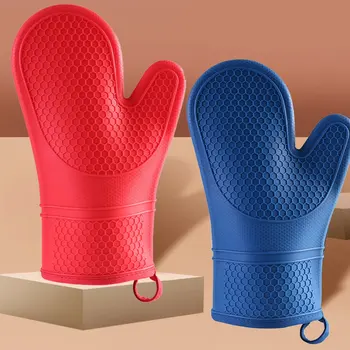 Силиконовые теплоизоляционные перчатки, термостойкие перчатки для микроволновой печи, Кухонные рукавицы для барбекю, выпечки, Против ожогов.