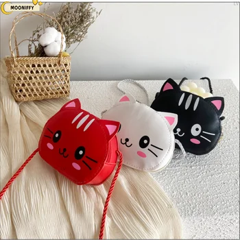 Милая сумка с котом, детские сумки-мессенджеры через плечо для девочек, детская маленькая сумочка, мультяшный кошелек для монет, кошачья сумка для закусок